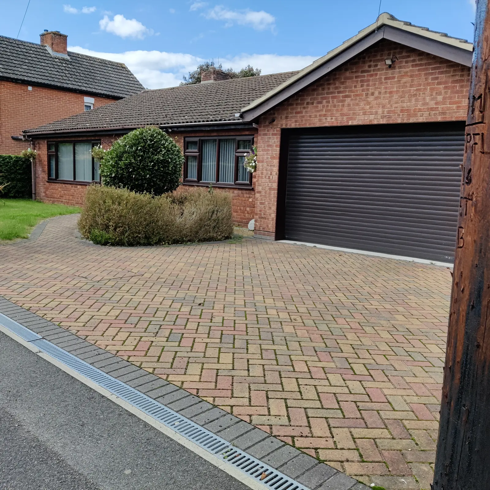 Herringbone block paving driveway and garage