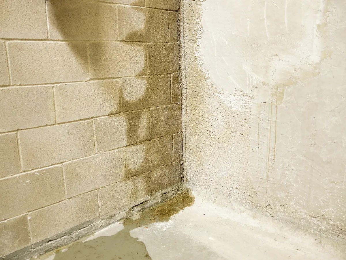 Close view of damp proofing work in progress