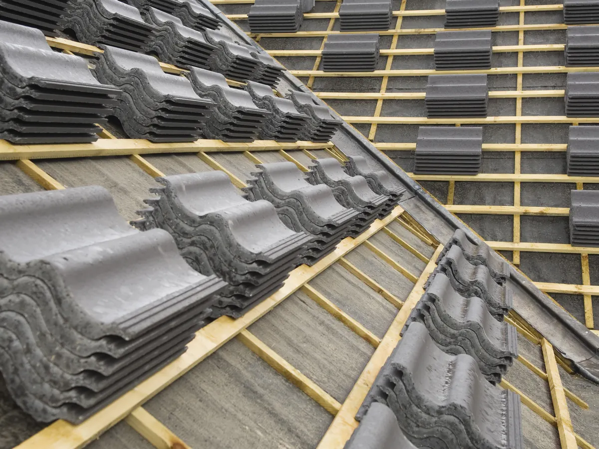 Close view of new roofs work in progress